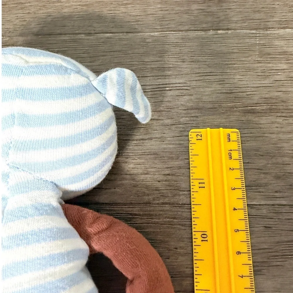 Organic Farm Buddies Apple Park Boxer Dog Rattle Lovey Blue Stripe Orange Plush